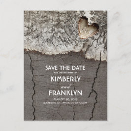 Rustikales Holz Herzbaum Barke Save the Date Ankündigungspostkarte