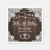 Rustikales Holz herzen Schnürsenkel und Lichter Ho Serviette (Vorderseite)