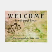 Rustikales Holz Herzstück Individuelle Name Doorma Fußmatte (Vorderseite)