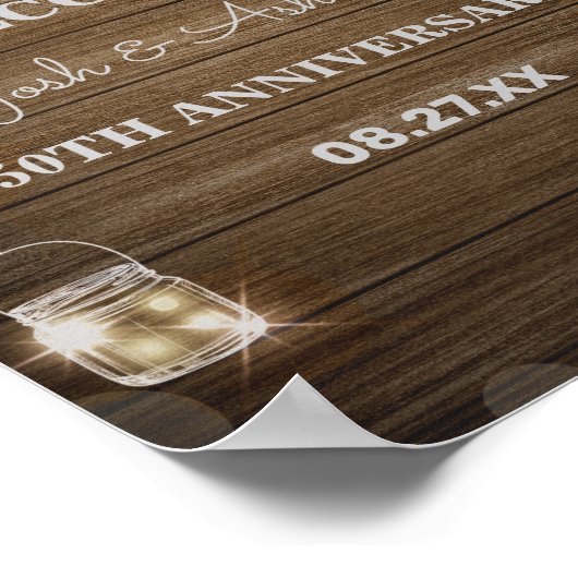 Rustikales Holz Hintergrund Licht Glas Jar Jahrest Poster (Ecke)