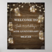 Rustikales Holz Hintergrund Licht Glas Jar Jahrest Poster (Vorne)