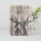 Rustikales Holz | Hirsche Save the Date (Stehend Vorderseite)