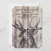 Rustikales Holz | Hirsche Save the Date (Vorderseite)