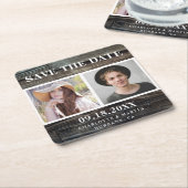Rustikales Holz Hochzeit 2 Foto Save the Date Rechteckiger Pappuntersetzer (angewinkelt)
