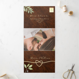 Rustikales Holz-Hochzeit, dreifach Einladung