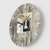 Rustikales Holz Hochzeit Foto Jubiläum Personalisi Große Wanduhr (Winkel)