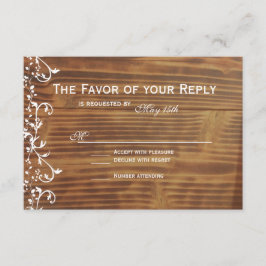 Rustikales Holz-Hochzeitskarte RSVP Karte