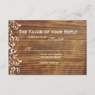 Rustikales Holz-Hochzeitskarte RSVP Karte