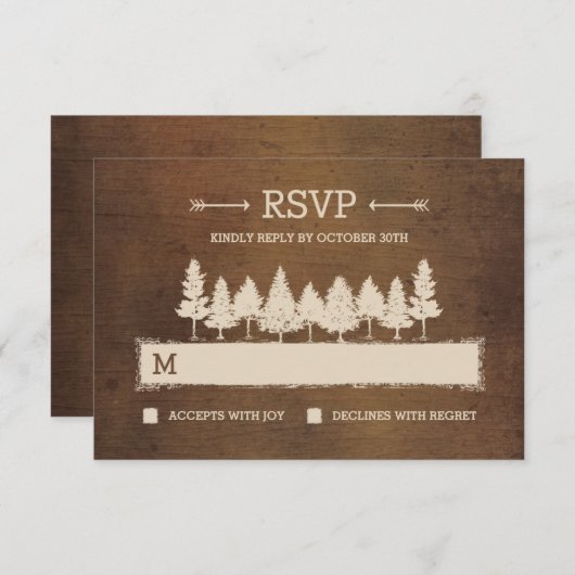 Rustikales Holz/Hochzeitskarten RSVP Karte (Vorne/Hinten)