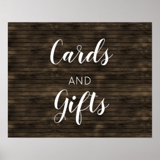 Rustikales Holz Hochzeitskarten und Geschenkzeiche Poster