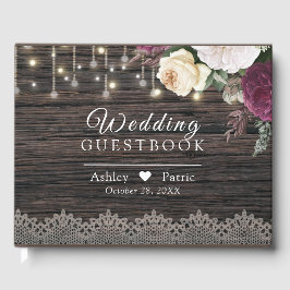 Rustikales Holz Hochzeitsleder Gästebuch