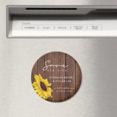 Rustikales Holz Hochzeitssonne Sonnenblume Save th Magnet (In Situ (Geschirrspüler))