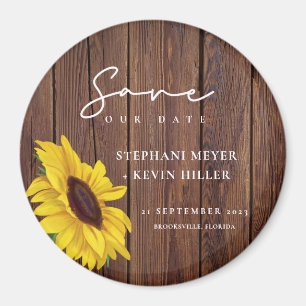 Rustikales Holz Hochzeitssonne Sonnenblume Save th Magnet