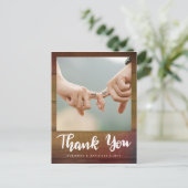 Rustikales Holz | Hochzeitsstift Foto Vielen Dank, Postkarte (Stehend Vorderseite)