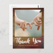 Rustikales Holz | Hochzeitsstift Foto Vielen Dank, Postkarte (Vorne/Hinten)