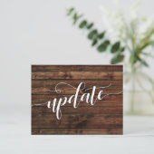 Rustikales Holz - Hochzeitsupdate Postkarte (Stehend Vorderseite)