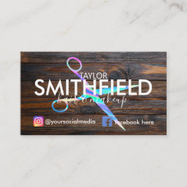 Rustikales Holz Holo Scheren Haare & Makeup Trendy Visitenkarte