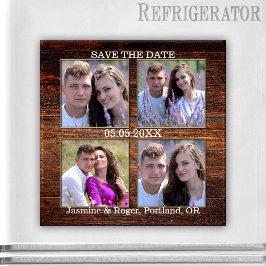 Rustikales Holz Ihre 4 Fotos speichern das Datumsf Magnet