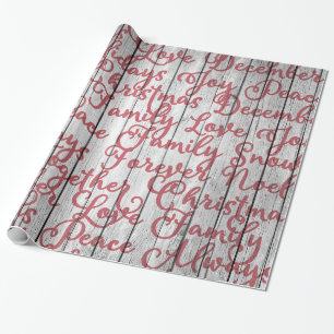 Rustikales Holz im Landhausstil mit Schreibschrift Geschenkpapier
