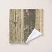 Rustikales Holz - individueller Familienname Badet Badhandtuch Set (Waschlappen)