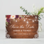Rustikales Holz Jar Lights Blumenschmuck Save the  Save The Date (Stehend Vorderseite)