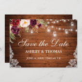 Rustikales Holz Jar Lights Blumenschmuck Save the  Save The Date (Vorne/Hinten)
