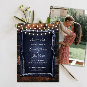 Rustikales Holz Kalligrafie Foto Hochzeitstag Rett Einladung