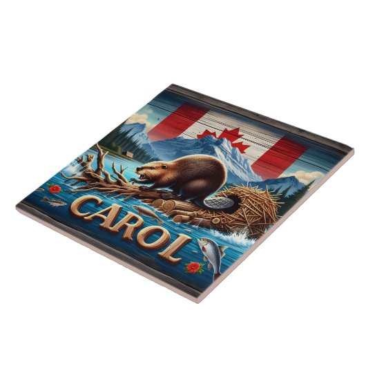 Rustikales Holz, kanadischer Biber, Ozean Fliese (Seite)