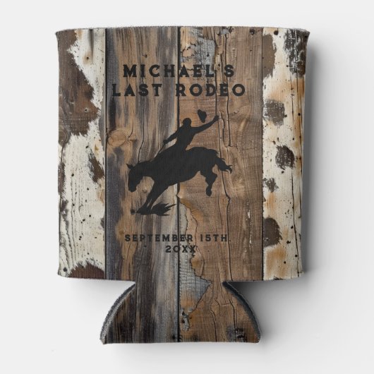 Rustikales Holz kann kühlen | Rodeo Bachelor Weeke Dosenkühler (Vorderseite)