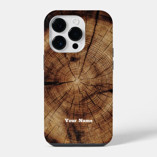 Rustikales Holz-Körner-Monogramm-Holz iPhone Hülle (Rückseite)
