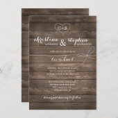 Rustikales Holz Krawatte der Knoten Hochzeit Einla Einladung (Vorne/Hinten)