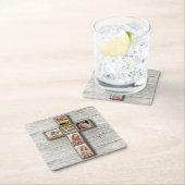 Rustikales Holz-Kreuz Erste Kommune Foto - Unterse Rechteckiger Pappuntersetzer (Vor Ort)