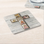 Rustikales Holz-Kreuz Erste Kommune Foto - Unterse Rechteckiger Pappuntersetzer (angewinkelt)