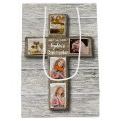 Rustikales Holz-Kreuz Erstes heiliges Kommunion-Fo Mittlere Geschenktüte (Rückseite)