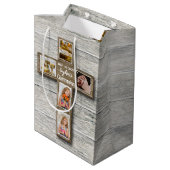 Rustikales Holz-Kreuz Erstes heiliges Kommunion-Fo Mittlere Geschenktüte (Rückseite Schrägansicht)