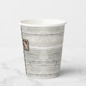 Rustikales Holz-Kreuz Erstes heiliges Kommunion-Fo Pappbecher (Links)