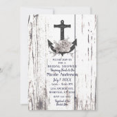 Rustikales Holz Küstenstrand Anchor Brautparty Einladung (Vorderseite)