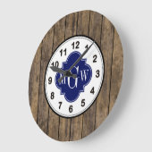 Rustikales Holz L Marine Quatrefoil 3 M'gram der Große Wanduhr (Winkel)