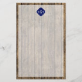 Rustikales Holz L Planks #1 Navy Quatrefolie 3 m'g Briefpapier (Vorderseite)