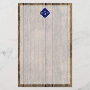 Rustikales Holz L Planks #1 Navy Quatrefolie 3 m'g Briefpapier