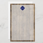 Rustikales Holz L Planks #1 Navy Quatrefolie 3 m'g Briefpapier (Vorne/Hinten)