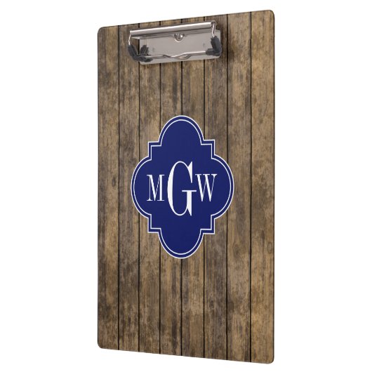 Rustikales Holz L Planks #1 Navy Quatrefolie 3 m'g Klemmbrett (Links)