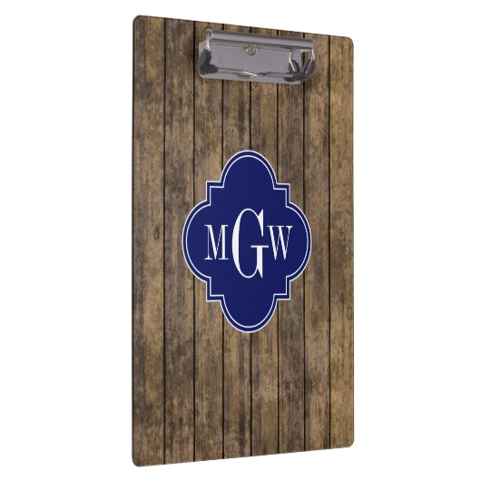 Rustikales Holz L Planks #1 Navy Quatrefolie 3 m'g Klemmbrett (Rechts)