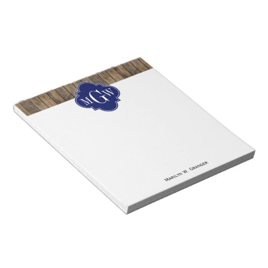 Rustikales Holz L Planks #1 Navy Quatrefolie 3 m'g Notizblock (angewinkelt)