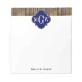 Rustikales Holz L Planks #1 Navy Quatrefolie 3 m'g Notizblock (Vorderseite)