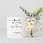 Rustikales Holz Land daisy Blume Brautparty Einladung (Stehend Vorderseite)