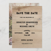 Rustikales Holz Land Hochzeit Foto Save the Date Einladung (Vorne/Hinten)