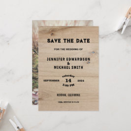 Rustikales Holz Land Hochzeit Foto Save the Date Einladung