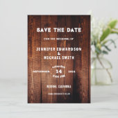 Rustikales Holz Land Hochzeit Foto Save the Date Einladung (Stehend Vorderseite)