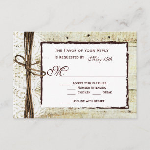 Rustikales Holz Land Hochzeitskarten RSVP Karte
